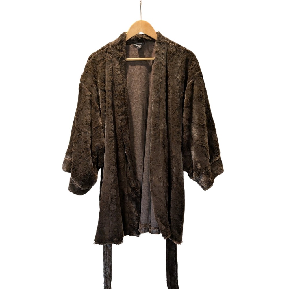 NWT $160 Natori Faux Fur Robe Womens XL Extra Large Brown Plush Cozy‎ Loungewear